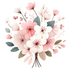 Fototapeta premium Floral bouquet concept. A beautiful bouquet of pink and white flowers, featuring delicate petals and lush greenery, perfect for springtime decoration.
