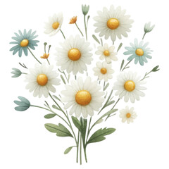 Floral bouquet concept. A vibrant bouquet of daisies, showcasing white petals and yellow centers, brings a fresh and cheerful touch to any setting.