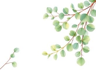 Obraz premium Elegant Eucalyptus Branches on White Background