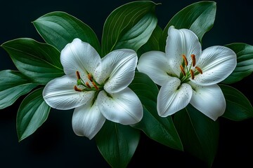 Fototapeta premium Elegant White Lilies Display for Floral Design and Nature Photography