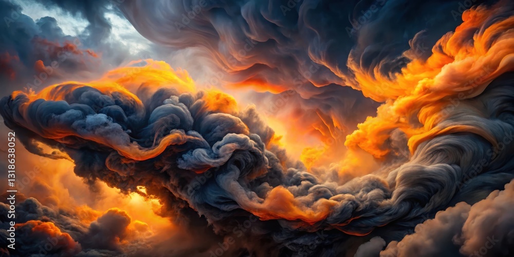 Aufkleber A mesmerizing abstract sky of swirling clouds in hues of orange and grey, creating an ethereal and dramatic atmosphere.
