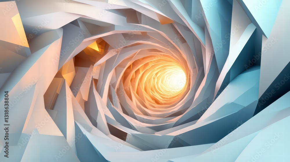 Poster vortex of light: an abstract, mesmerizing vortex with a gradient of blue hues, culminating in a radi