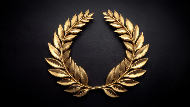 laurier en or isol&eacute; sur un fond noir