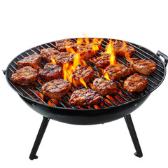 A Barbecue Grill with Chicken Isolated on Transparent Background