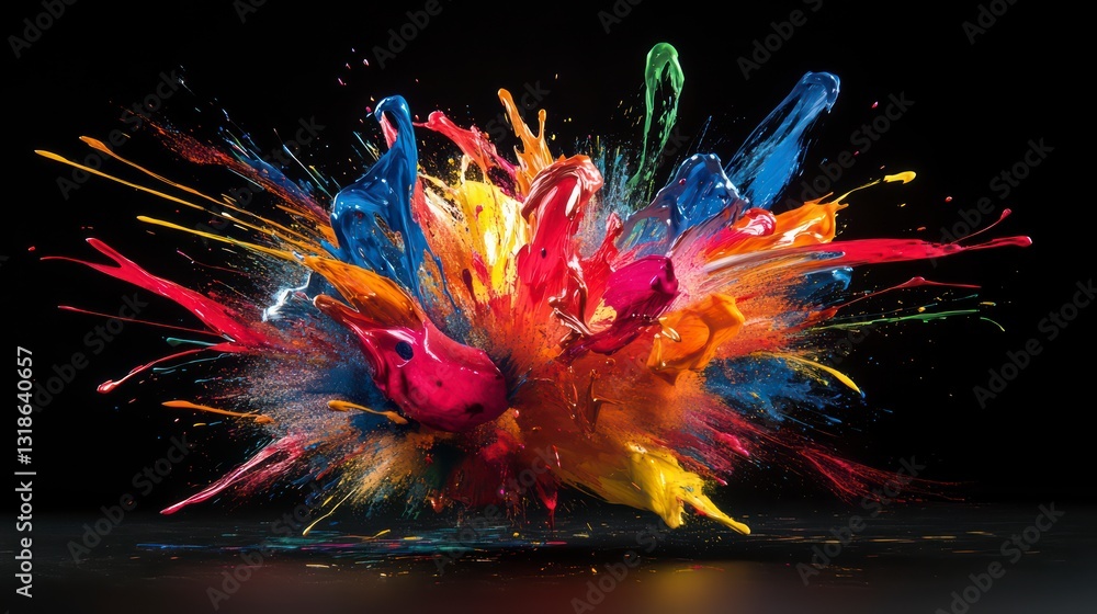 Poster explosive art: a captivating explosion of vibrant color and energy. capturing the dynamic dance of p