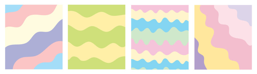 Obraz premium Striped pastel background. Set of postcards. Vector template