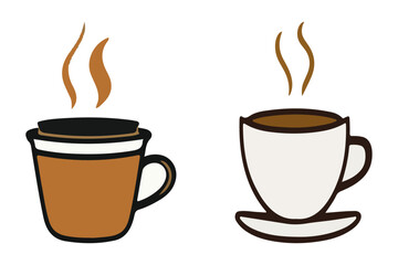 Obraz premium Coffee cup icon. Set of vector cups with coffee. Coffee cup logo. 