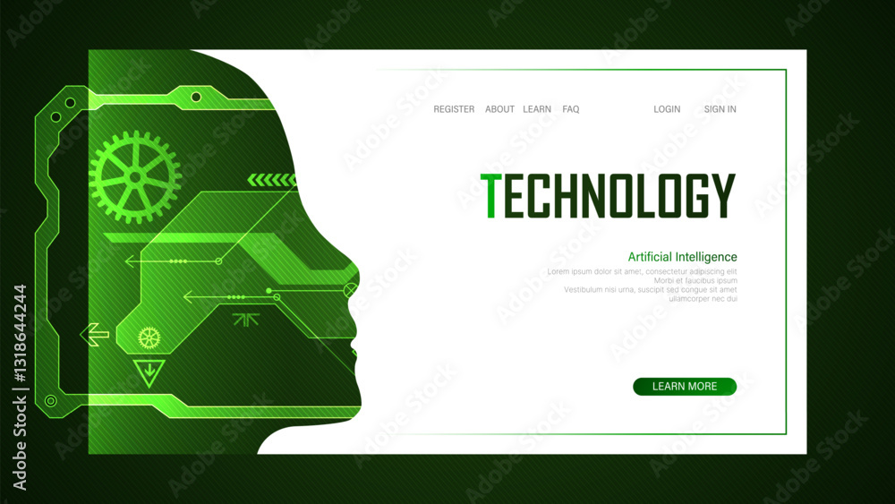 Poster technological digital ai concept. vector landing page.