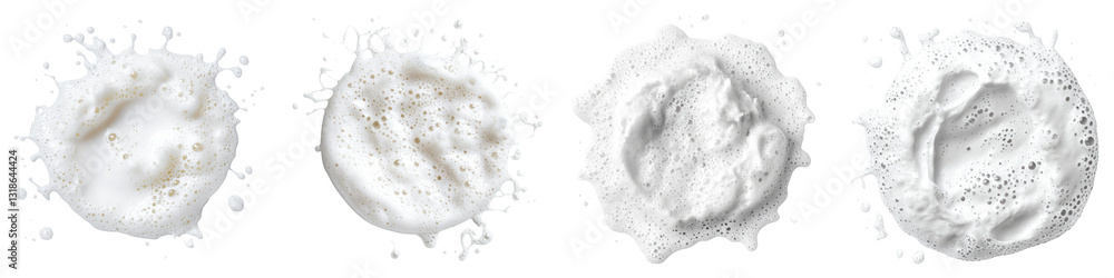 Poster four different foam textures on transparency background