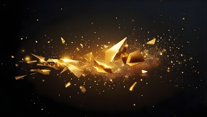 Fototapeta premium Golden Geometric Shapes with Sparkling Light and Abstract Design 