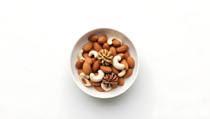 Assorted Mixed Nuts in a White Bowl on a Clean Background
