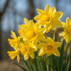 Obraz premium Bright Yellow Daffodils Spring Flowers