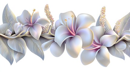 Delicate Floral Illustration Featuring Soft Lilies and Leaves in Elegant Design with Vibrant Colors