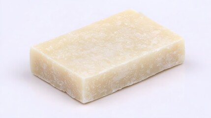 Solid Bar of White Soap on a Light Background for Personal Hygiene and Grooming