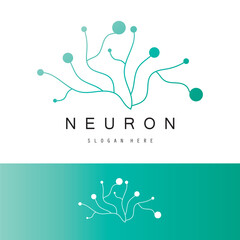 Neuron logo or brain nerve cell logo design, template icon, molecule, atom, brain cell, logo illustration template with vector concept