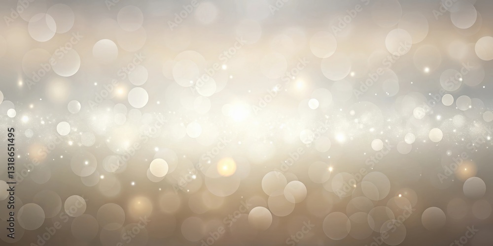 Poster Abstract bokeh background with soft, shimmering lights and a subtle gradient of light brown and silver