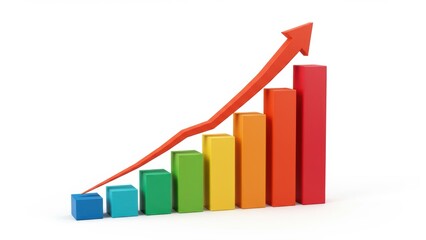 Colorful bar chart illustrates business growth and success metrics Used for data analysis and marketing strategies