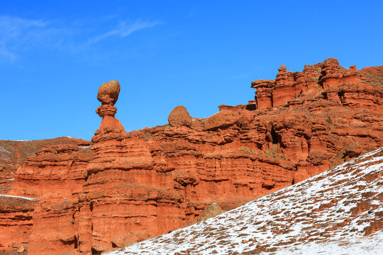 Footage of geological formations called fairy chimneys, formed by erosion by rain, wind and flood waters.