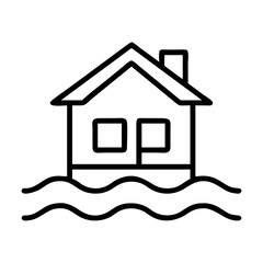 floating house icon, floating house line art - simple line art of floating house, perfect for floating house logos and icons