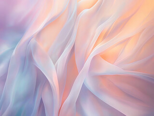 Obraz premium Pastel abstract background of resemble sheer fabric or soft ribbons gently cascading. These wispy forms create a sense of fluidity and movement.