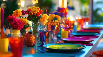 Vibrant Fiesta Table Setting: A Colorful Celebration