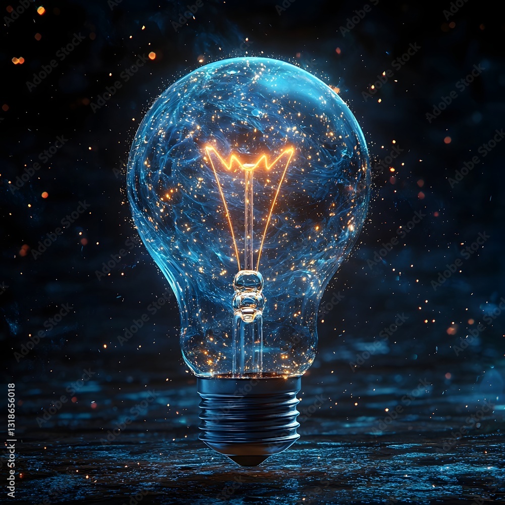 Poster glowing lightbulb symbolizing ideas sparked by knowledge and creativity
