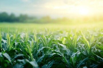 Obraz premium Stunning Cornfield Under Golden Sunlight