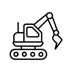 excavator icon, excavator line art - simple line art of excavator, perfect for excavator logos and icons