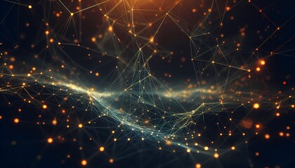 Obraz premium A mesmerizing abstract wave flows across the canvas, composed of vibrant, electric blue particles that appear to move in a synchronized dance