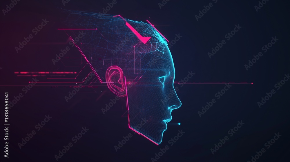 Aufkleber a futuristic digital background featuring glowing blue waves flowing across a high-tech grid. the in