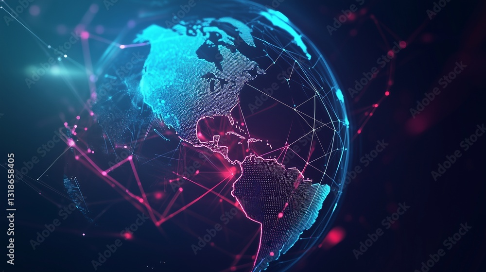 Aufkleber a futuristic digital background featuring glowing blue waves flowing across a high-tech grid. the in