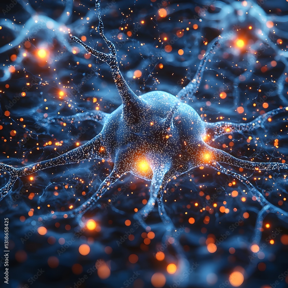 Aufkleber minimalist glowing neuron icon symbolizing the neurological foundation of learning and knowledge