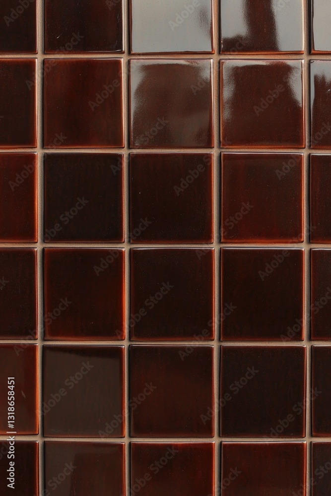 Aufkleber shiny brown ceramic tiles arranged in neat grid pattern create e