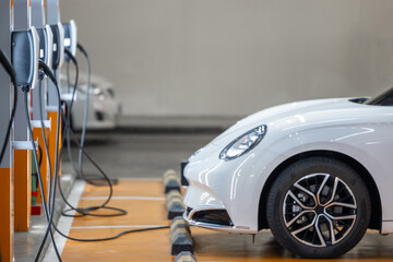 EV charging station and electric car, Electric car charging station for charge EV battery, Plug for...