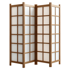 A wooden room divider with a grid pattern and frosted panels, showcasing a blend of traditional and modern design elements.