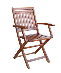 Folding chair with leather seat. Outdoor folding chair. png transparency