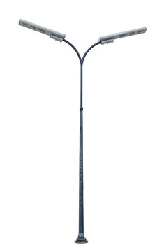 Lamp post. Decorative street lamp-post isolated. Modern Lamp post street road light pole.