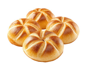 Freshly baked star-shaped rolls, close-up, isolated, bakery display