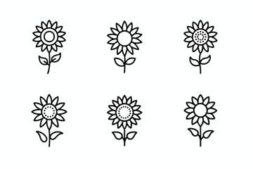 Set of green tree icons with decorative elements