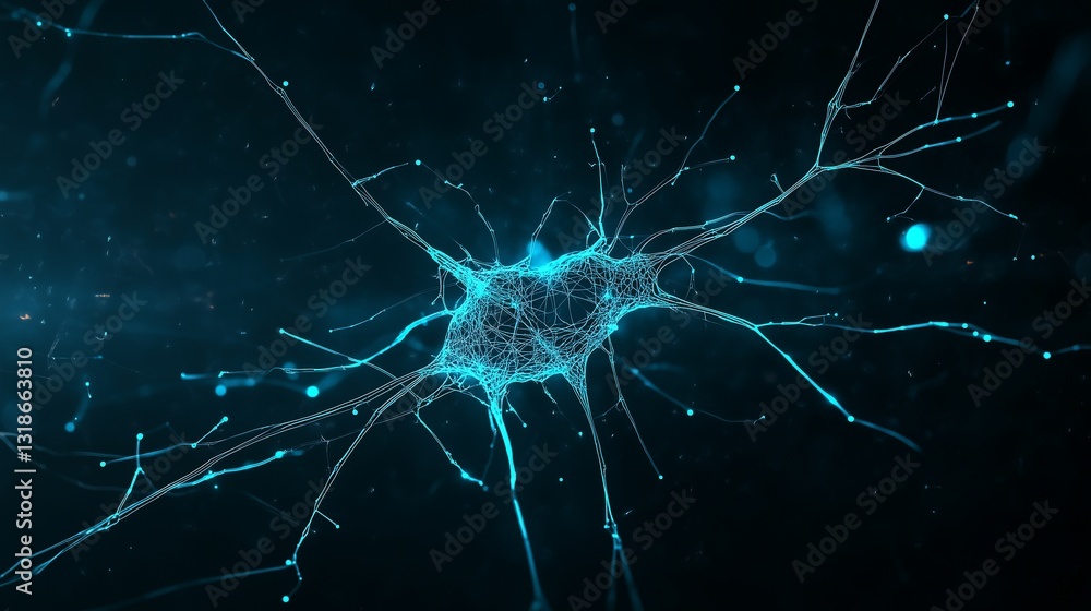 Aufkleber a mesmerizing ai wallpaper with a fractal-inspired neural network pattern, radiating electric blue e