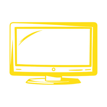 yellow tv screen on white background clip art preview