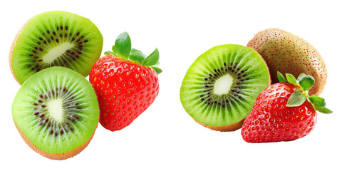 Fresh kiwi and strawberry slices with vibrant colors