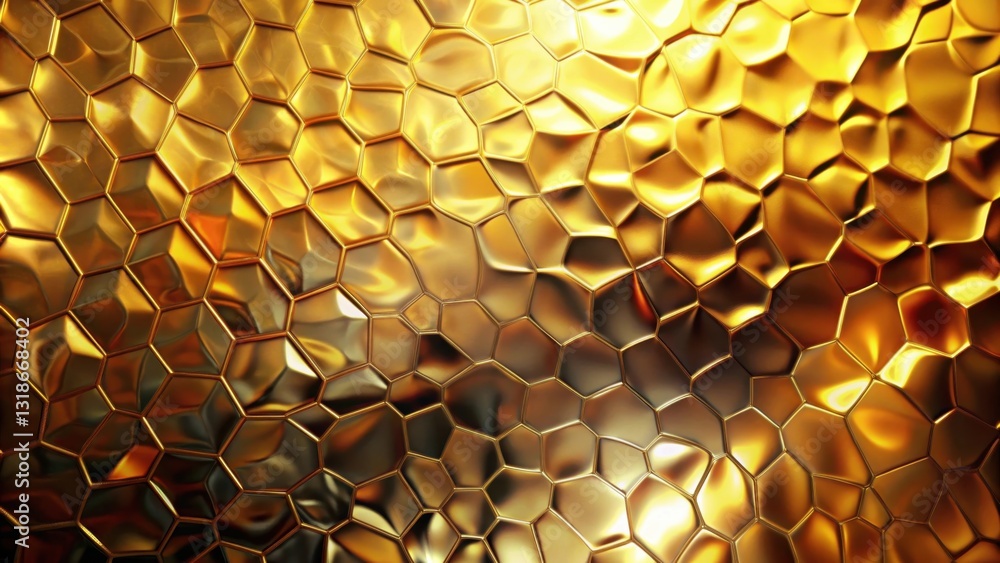 Poster A lustrous golden honeycomb pattern with a shimmering metallic sheen, creating a mesmerizing interplay of light and shadow.