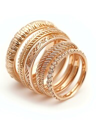 Elegant collection of rose gold rings showcasing intricate designs and stunning sparkle.