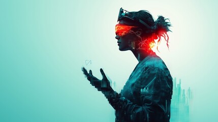 A vibrant digital illustration celebrating International Nursing Day, featuring a nurse in a futuristic medical uniform standing confidently with glowing hands symbolizing healing energy. The backgro