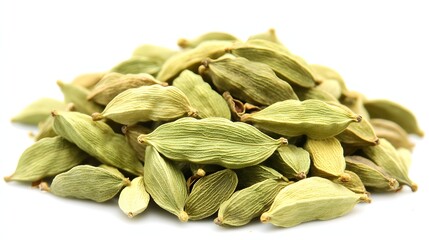 Heap of Fresh Green Cardamom Pods Ready for Culinary Use in Cooking and Baking