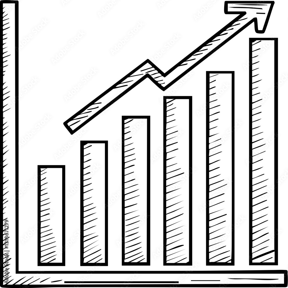 Poster a simple line graph depicting growth, with ascending bars and an upward arrow, symbolizing increasin