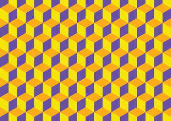 3D cube pattern orange yellow background. Vector illustration