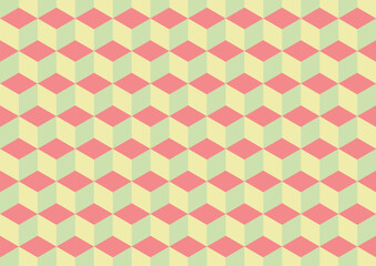 3D cube pattern green vintage background. Vector illustration