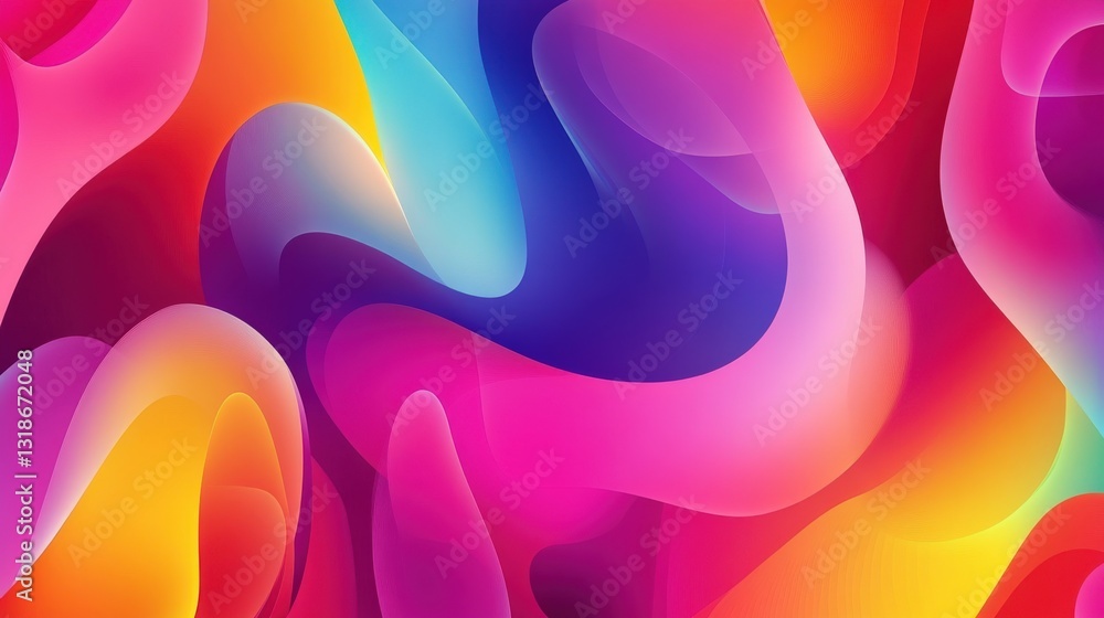 Poster vibrant abstract background with flowing shapes in vivid colors creating a dynamic atmosphere